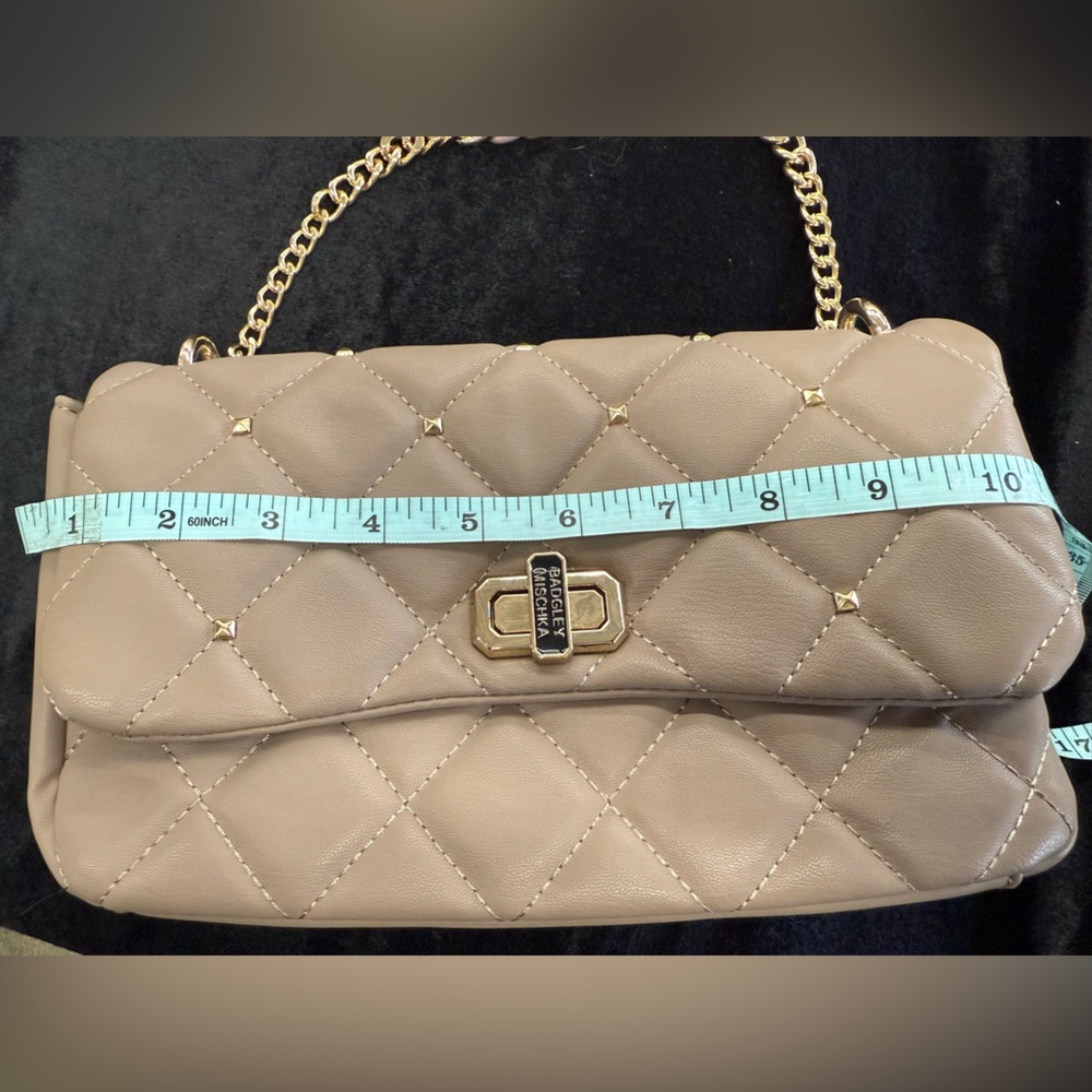 Badgley Mischka Quilted tan shoulder/CrossbodyBag - Picture 11 of 13